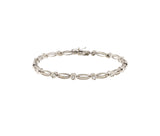 18K White Gold Bezel Set Round Brilliant Cut Diamond Link Bracelet