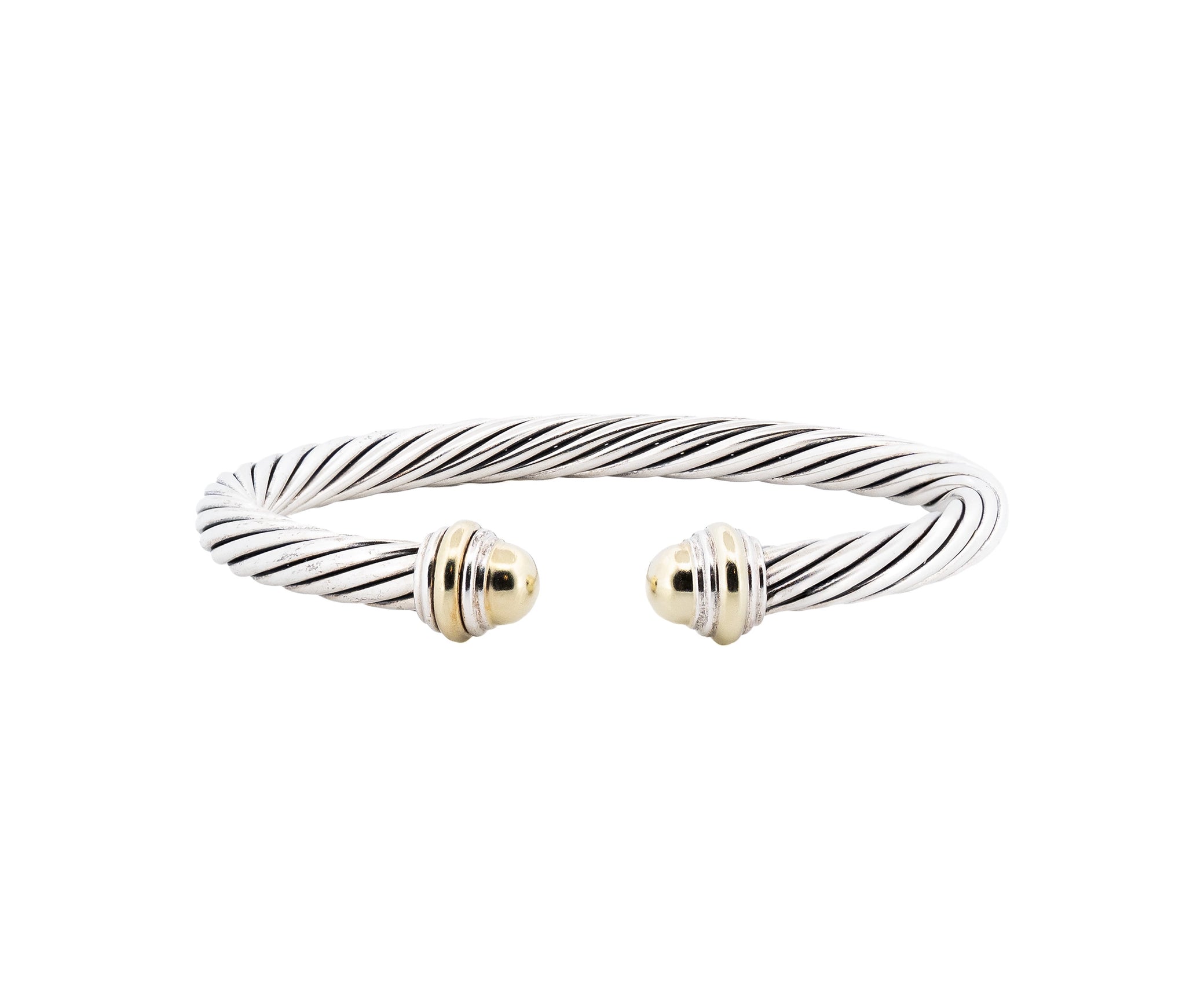David Yurman Classic Cable Cuff Bracelet in Sterling Silver and 14K Yellow Gold