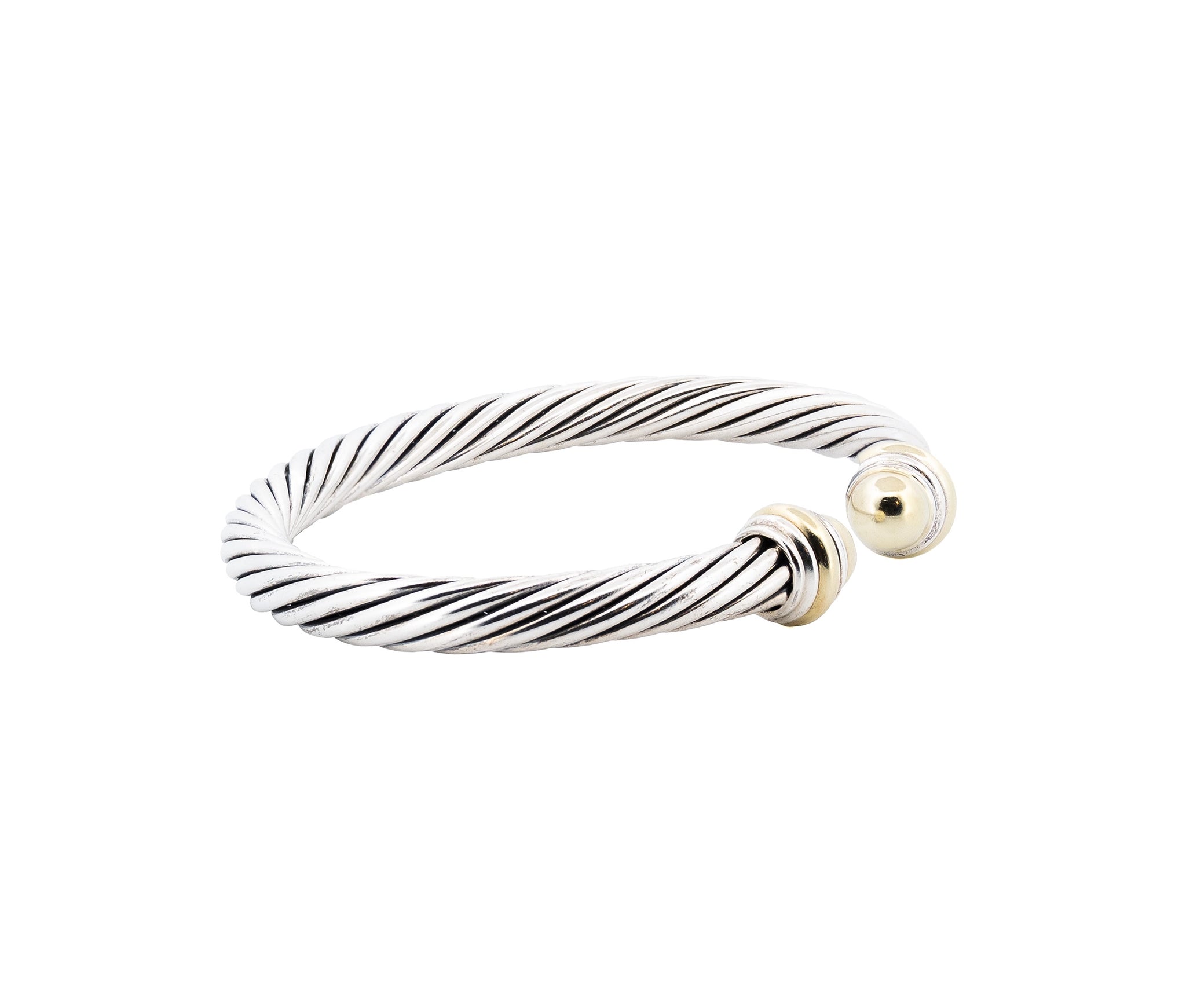 David Yurman Classic Cable Cuff Bracelet in Sterling Silver and 14K Yellow Gold