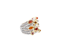 David Yurman Multi Gem Confetti Cuff Bracelet and Ring Set in Sterling & 18K YG
