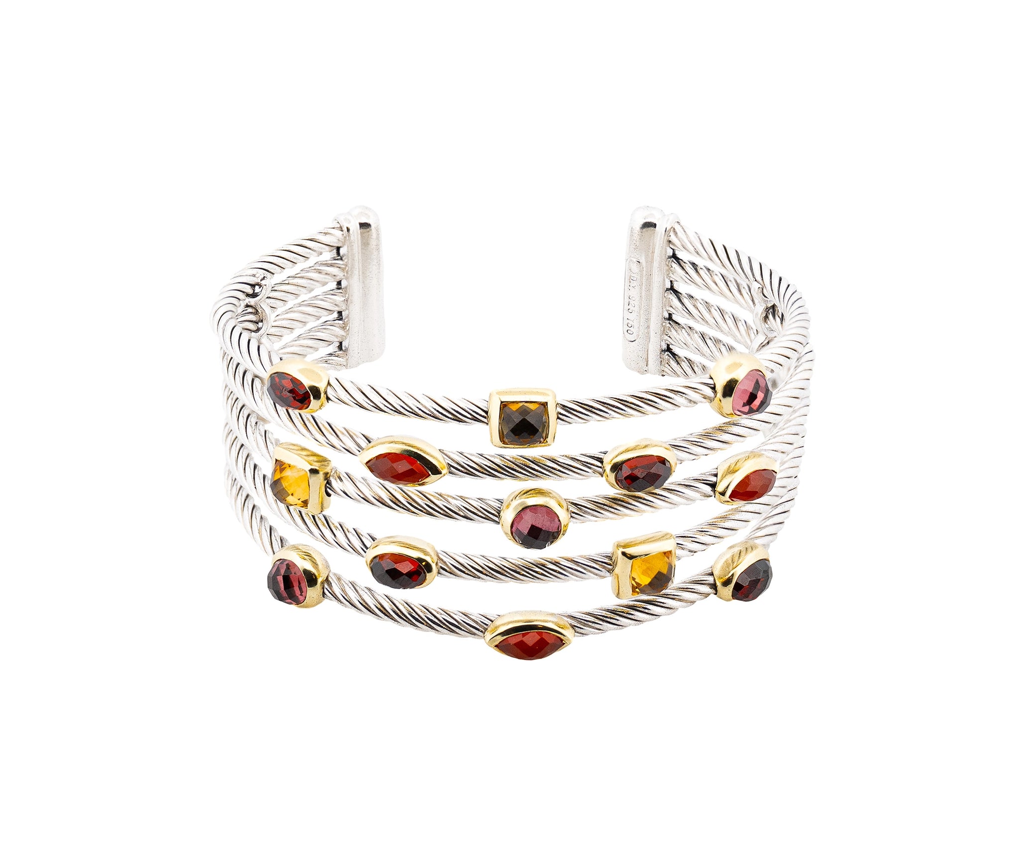 David Yurman Multi Gem Confetti Cuff Bracelet and Ring Set in Sterling & 18K YG