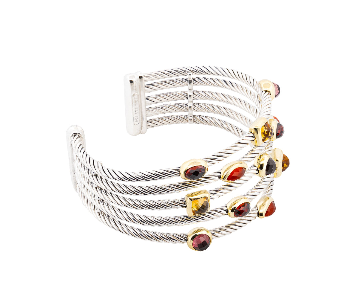 David Yurman Multi Gem Confetti Cuff Bracelet and Ring Set in Sterling & 18K YG
