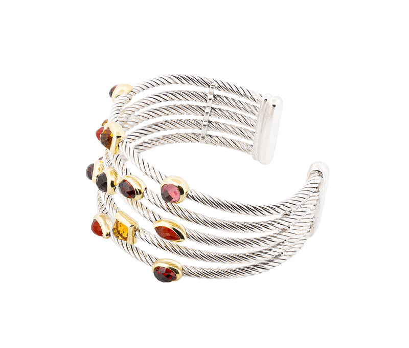 David Yurman Multi Gem Confetti Cuff Bracelet and Ring Set in Sterling & 18K YG