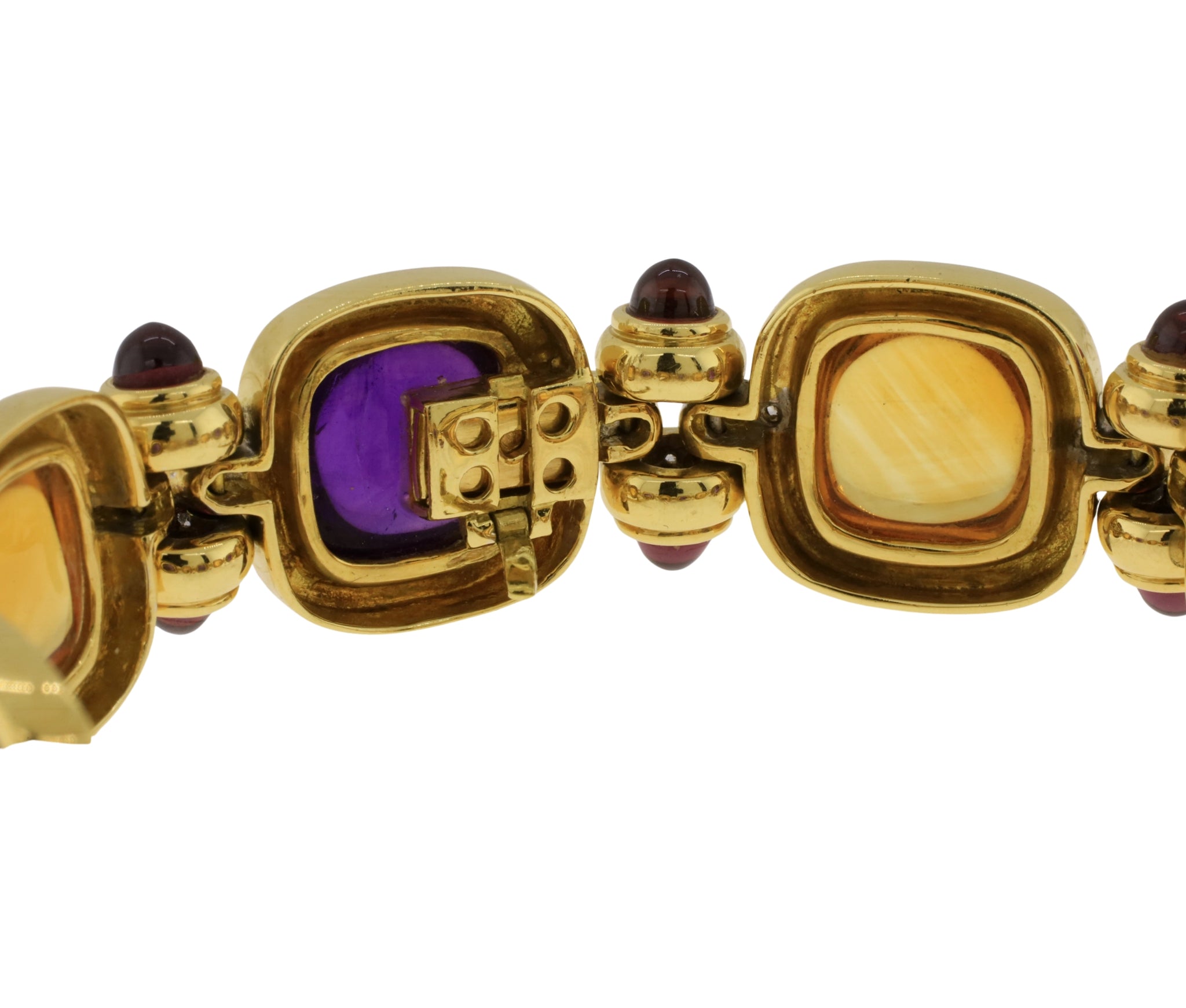 18K Yellow Gold Multigem & Diamond Link Bracelet