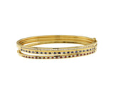 14K Yellow Gold Diamond, Ruby, & Sapphire Hinged Bangle Bracelets