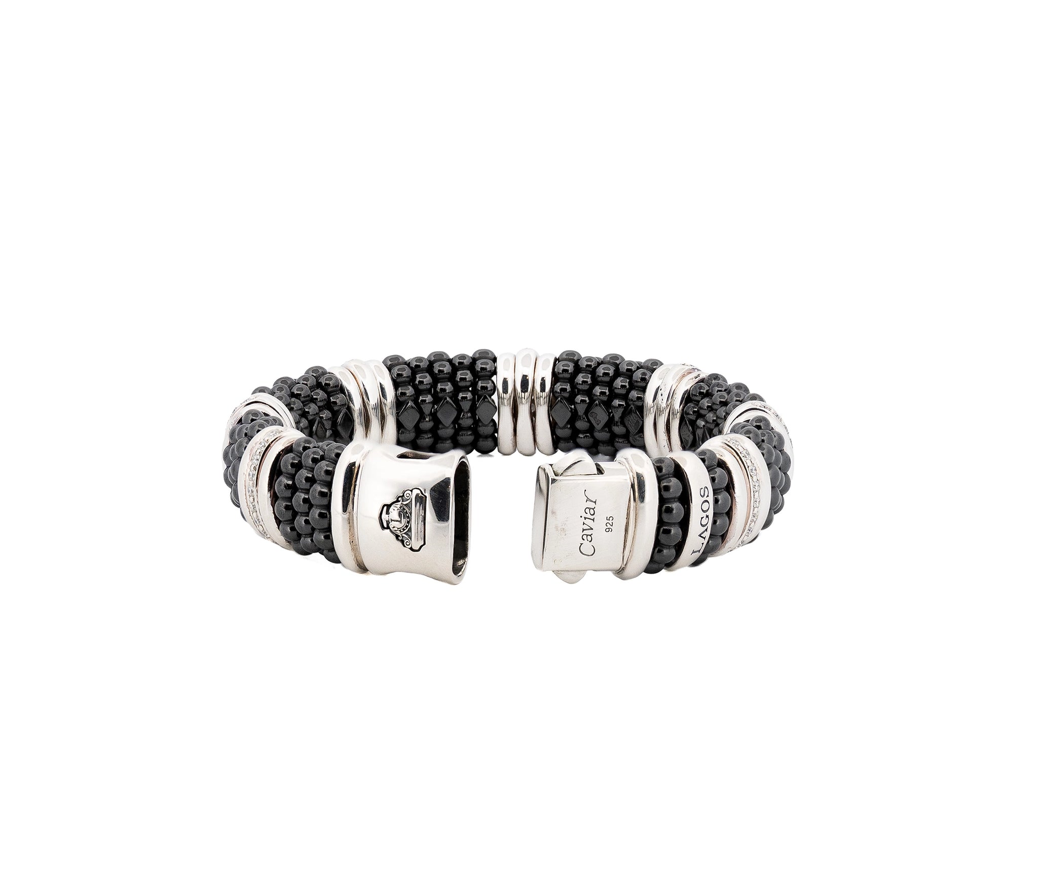 Lagos Black Caviar Ceramic Diamond Station Necklace and Bracelet Set