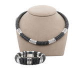 Lagos Black Caviar Ceramic Diamond Station Necklace and Bracelet Set