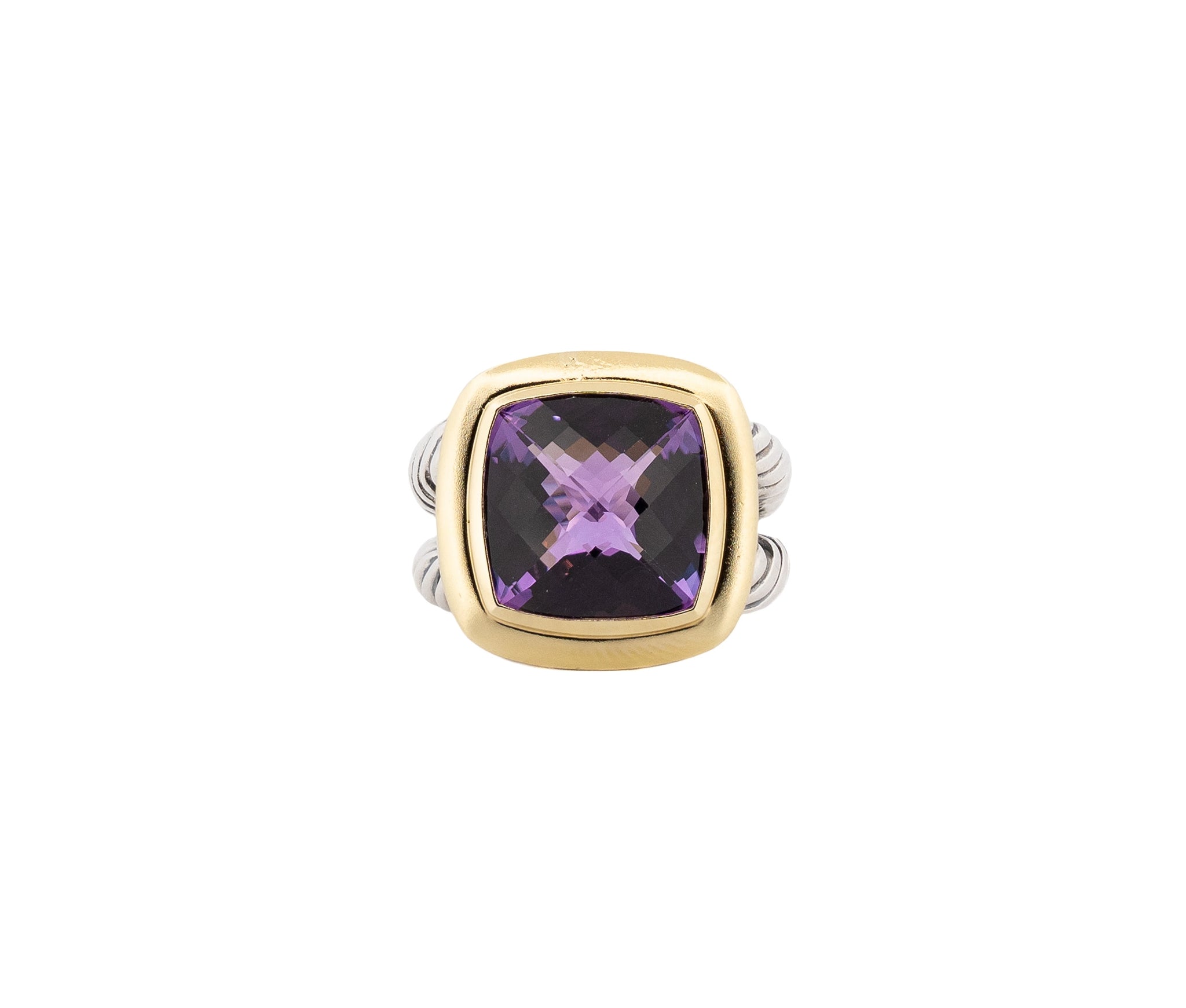 David Yurman Albion 15mm Amethyst Ring In Sterling Silver & 18K Yellow Gold