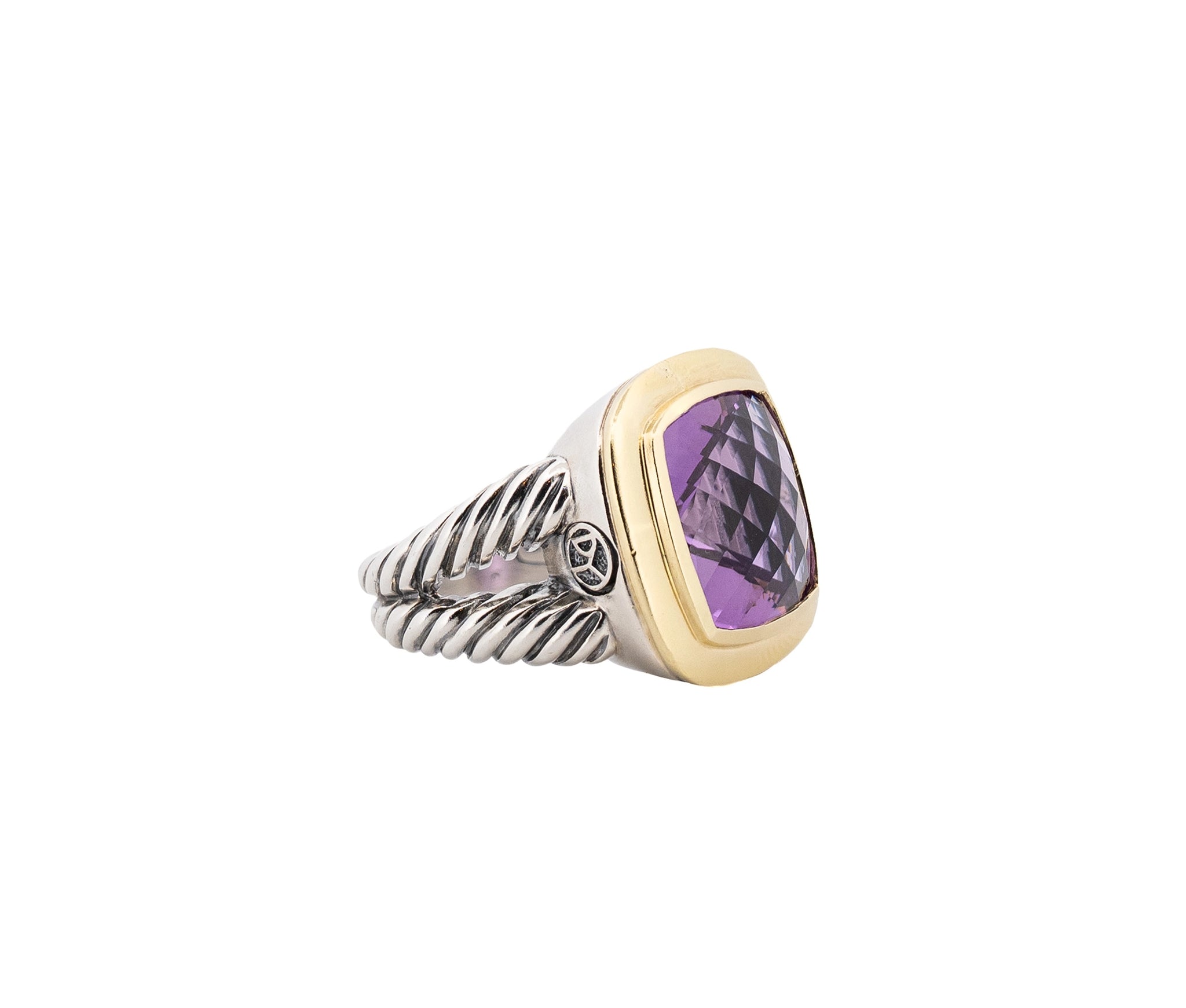 David Yurman Albion 15mm Amethyst Ring In Sterling Silver & 18K Yellow Gold