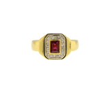 18K Yellow Gold 0.46Ct Natural Ruby and Diamond Halo Style Ring