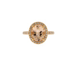 14K Rose Gold Morganite and Diamond Hidden Halo Style Ring