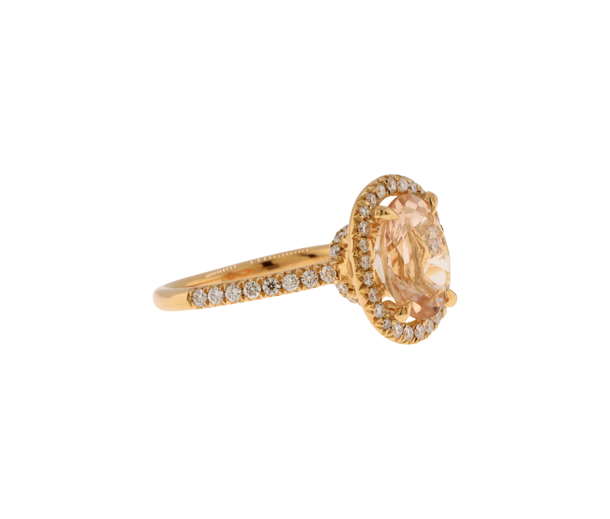 14K Rose Gold Morganite and Diamond Hidden Halo Style Ring