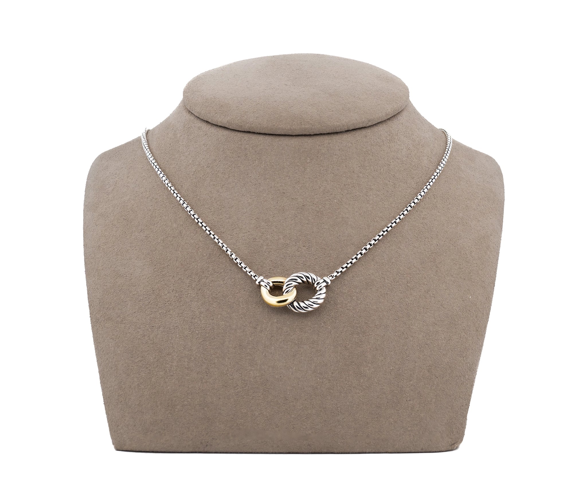 David Yurman Belmont Curb Link Necklace in Sterling and 18K Yellow Gold