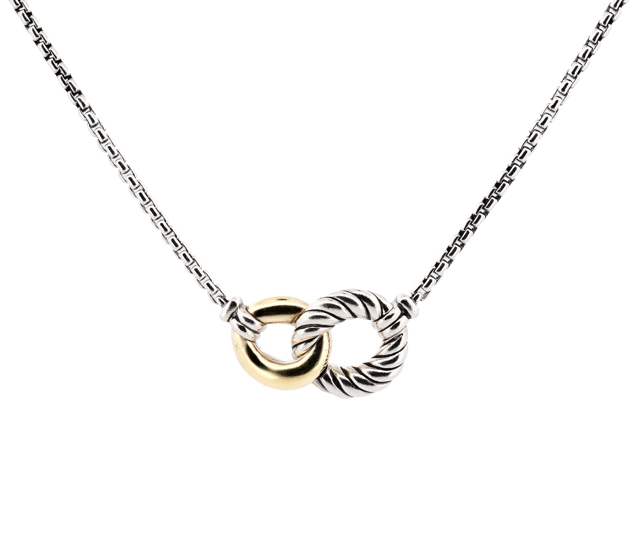 David Yurman Belmont Curb Link Necklace in Sterling and 18K Yellow Gold
