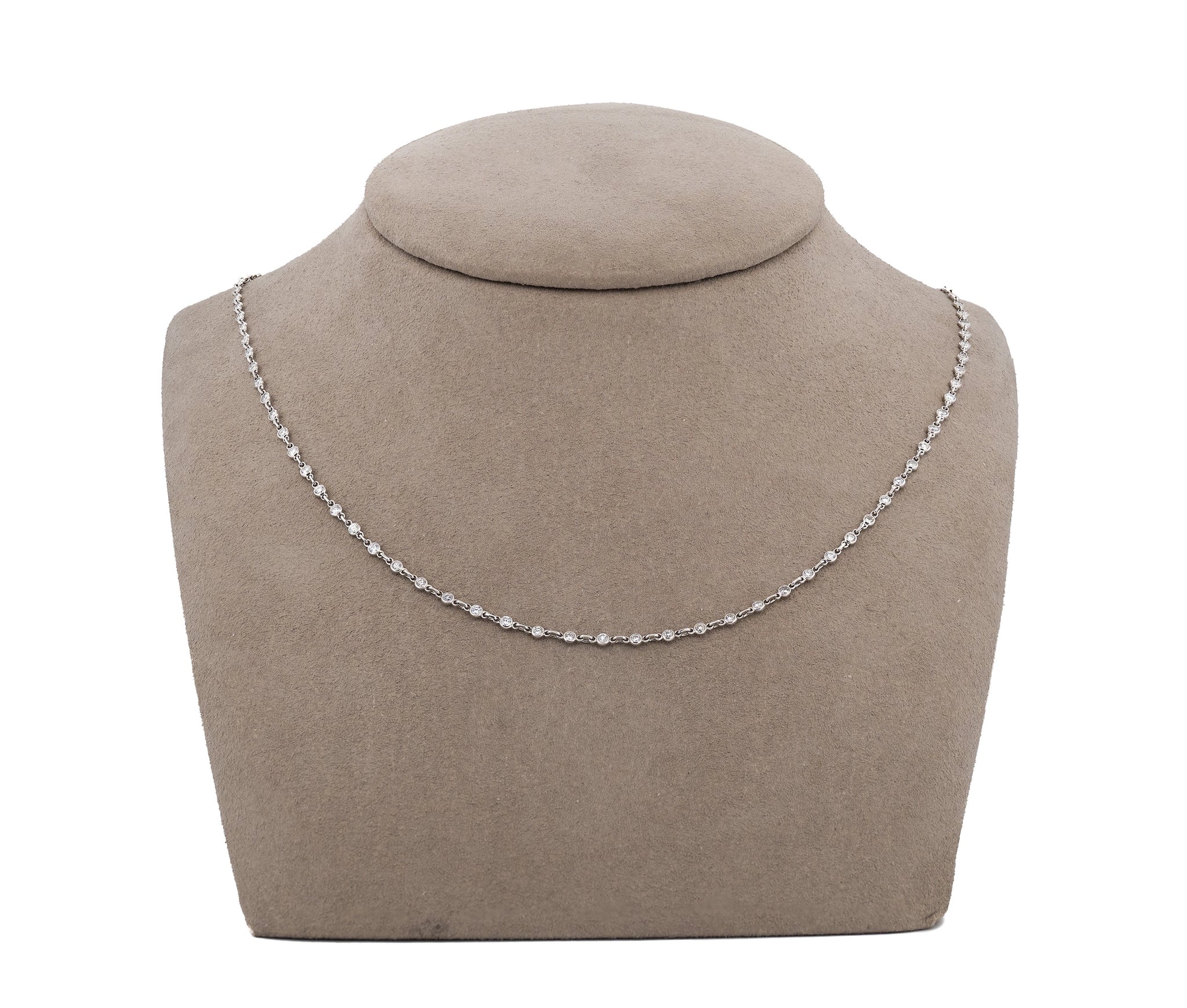 Platinum 1.70cttw. Round Brilliant Diamonds By The Yard Necklace