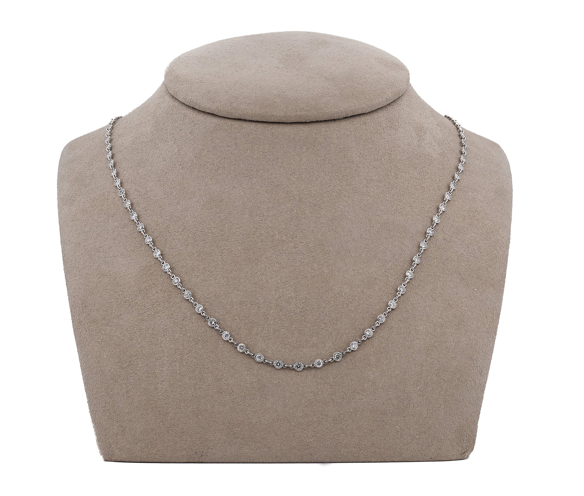 Platinum 3.23cttw. Round Brilliant Diamonds By The Yard Necklace
