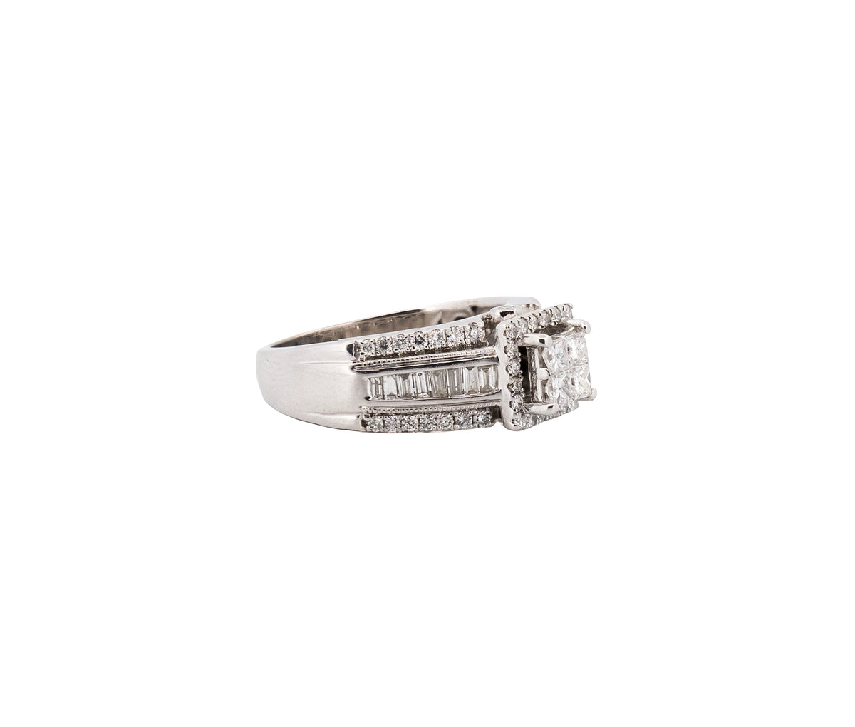 14K White Gold 1.02 CTTW Princess Cut Diamond Engagement Ring