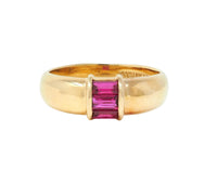 Tiffany & Co. 1990s Red Ruby 18 Karat Yellow Gold Vintage Stacking Band Ring
