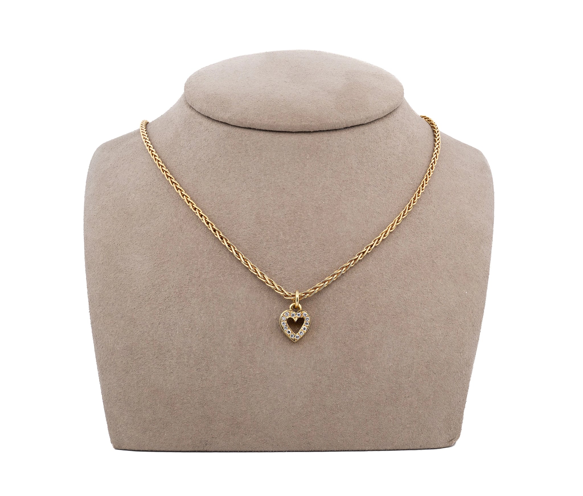 18K Tiffany & Co. Diamond Heart Pendant Necklace