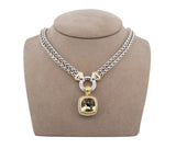 David Yurman Albion Citrine and Diamond Double Wheat Link Necklace in Sterling