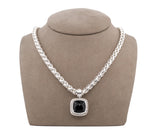 David Yurman Albion Onyx and Diamond Pendant on a 5.8 mm Sterling Wheat Chain