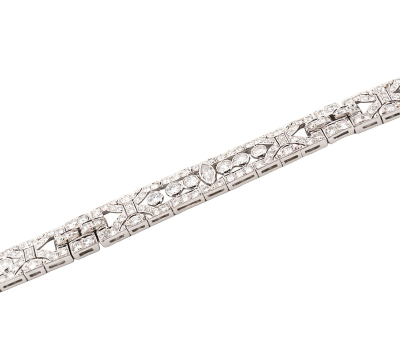 Platinum Omate Round Brilliant And Marquise Cut Diamond Bracelet
