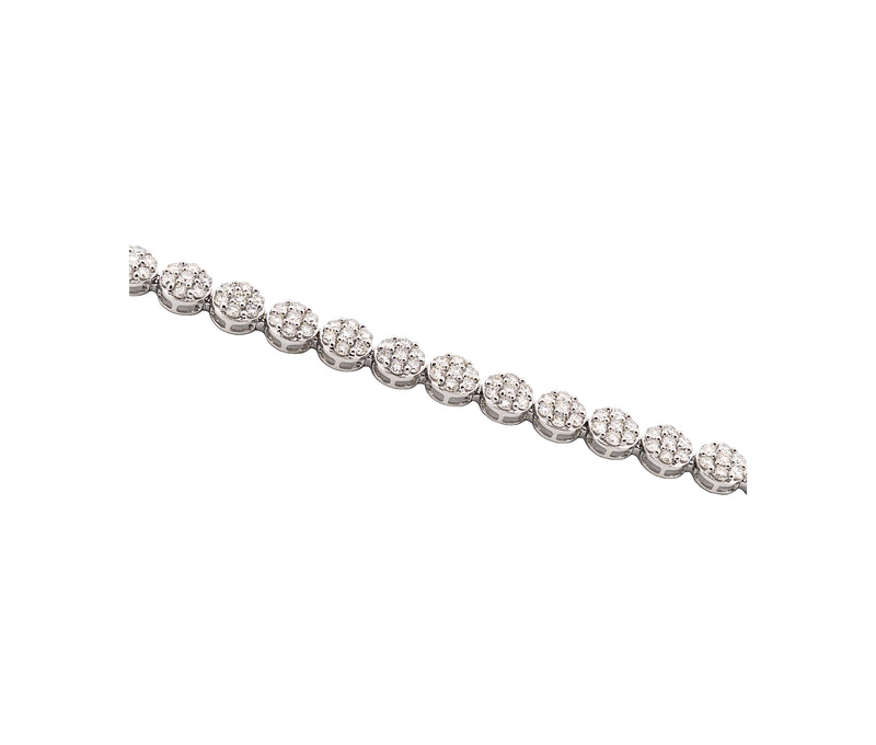 14K White Gold Diamond Cluster Style Tennis Bracelet