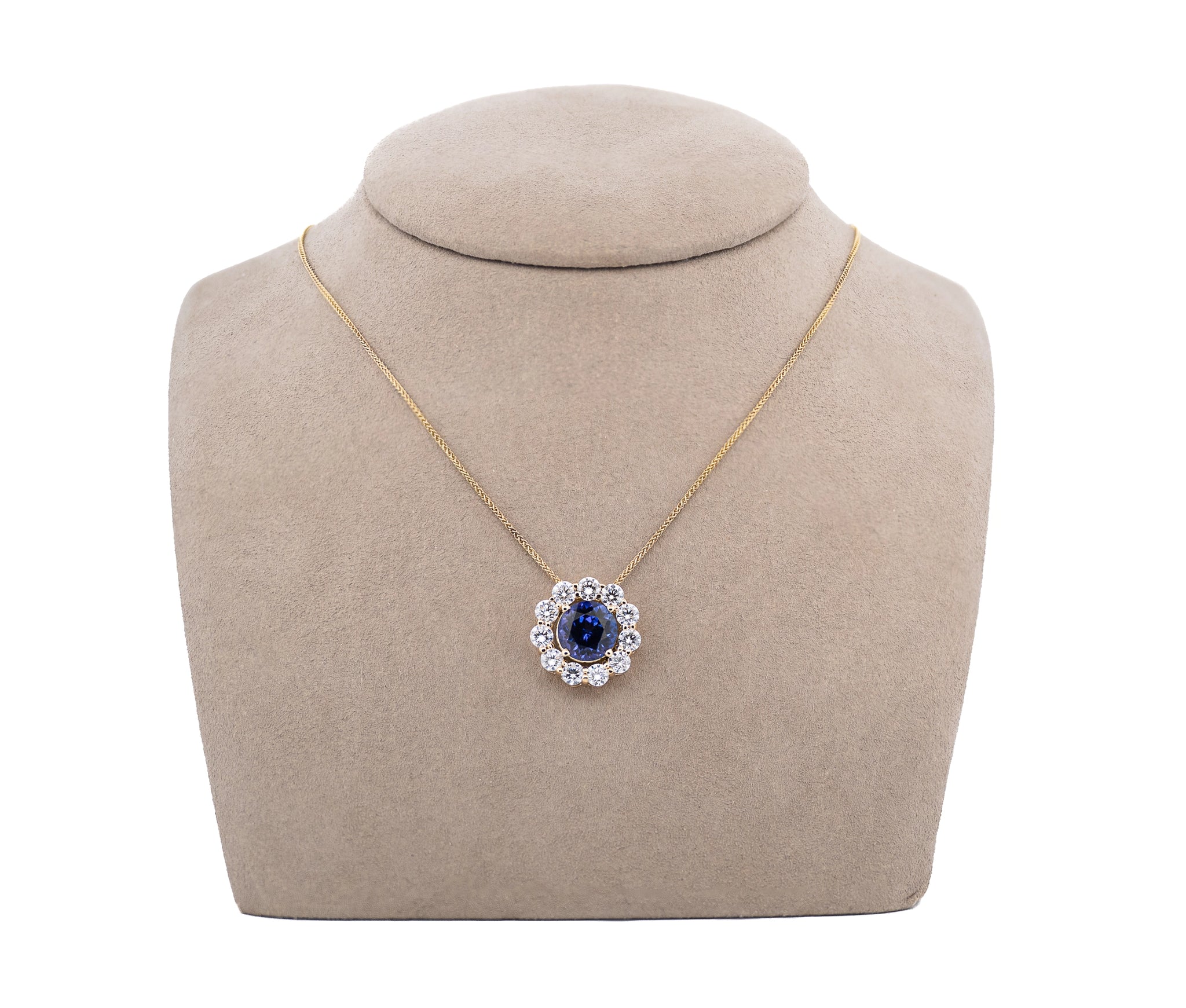 14K Yellow Gold Tanzanite and 2.20Ct Diamond Necklace