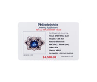 14K White Gold Sapphire & Diamond Ring