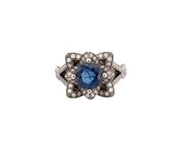 14K White Gold Sapphire & Diamond Ring