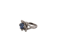 14K White Gold Sapphire & Diamond Ring