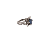 14K White Gold Sapphire & Diamond Ring