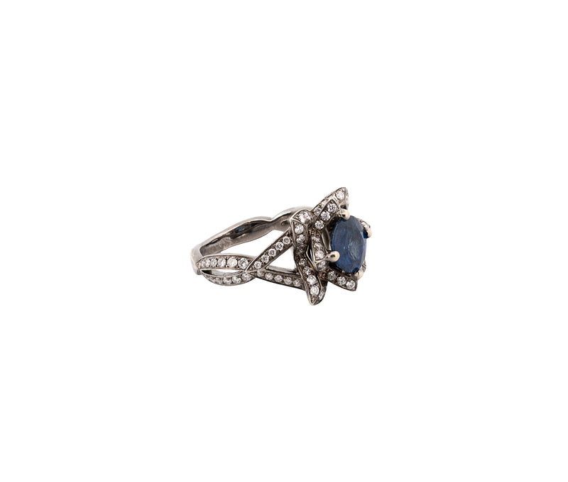 14K White Gold Sapphire & Diamond Ring