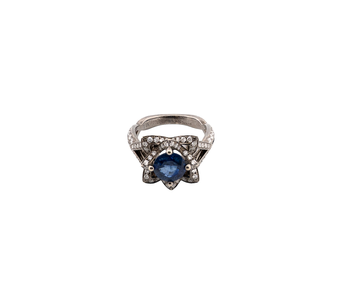 14K White Gold Sapphire & Diamond Ring