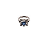 14K White Gold Sapphire & Diamond Ring