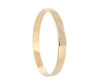 18K Yellow Gold 1.80Ct Round Brilliant Diamond Bangle Bracelet