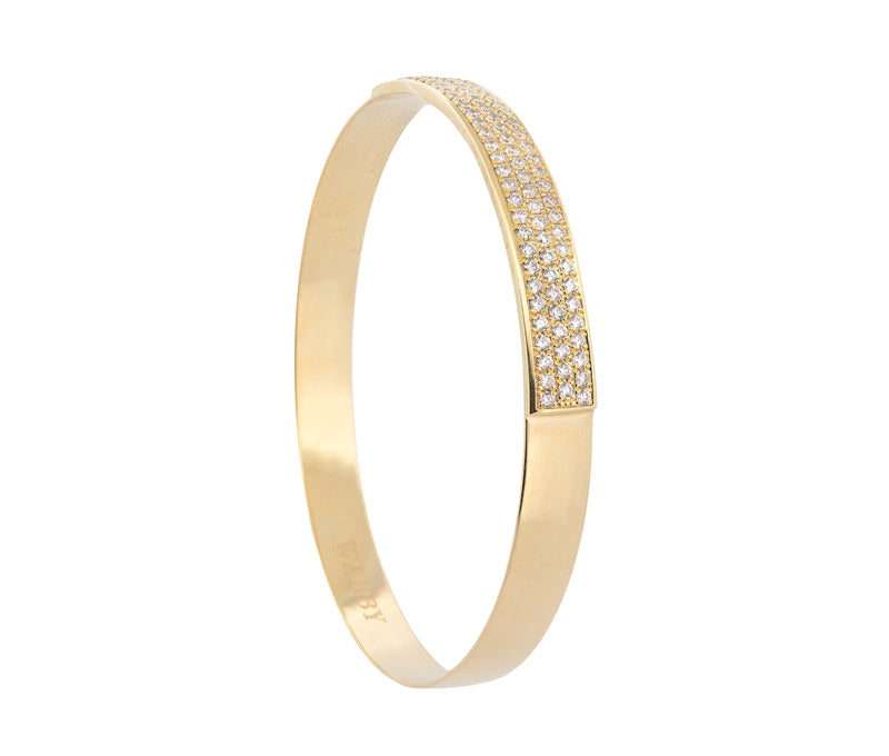 18K Yellow Gold 1.80Ct Round Brilliant Diamond Bangle Bracelet