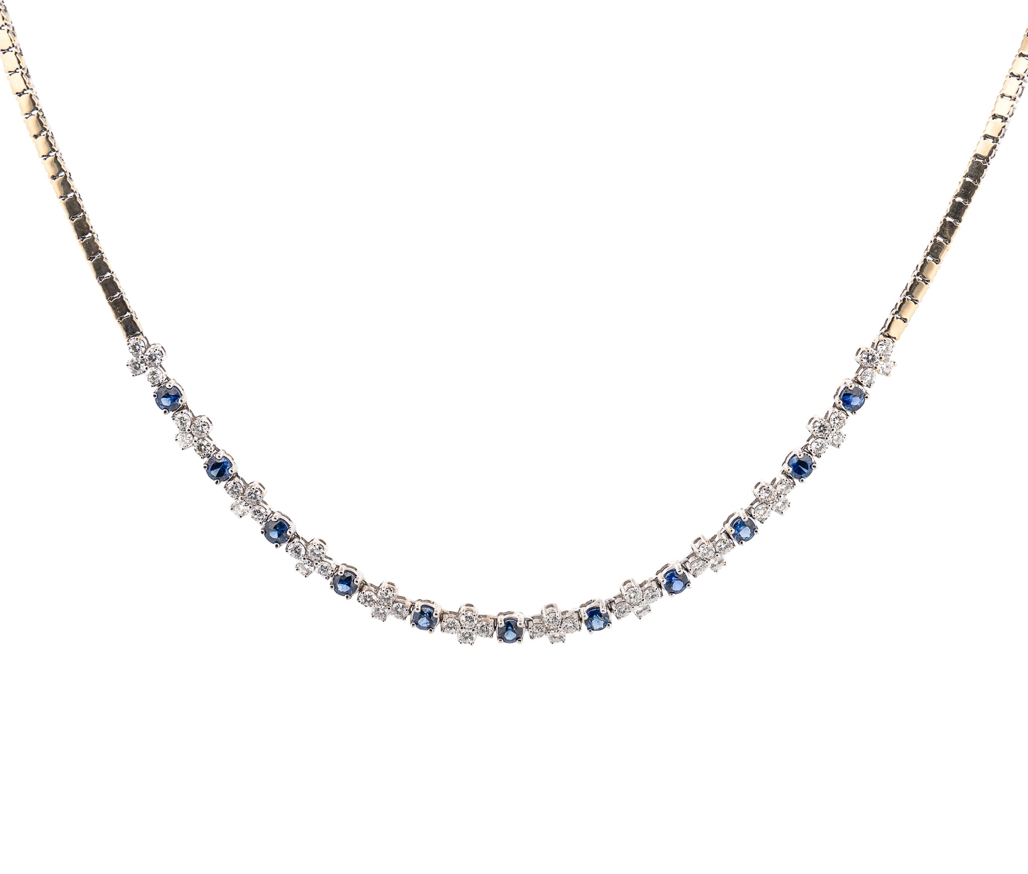 18K White Gold Sapphire & Diamond Necklace
