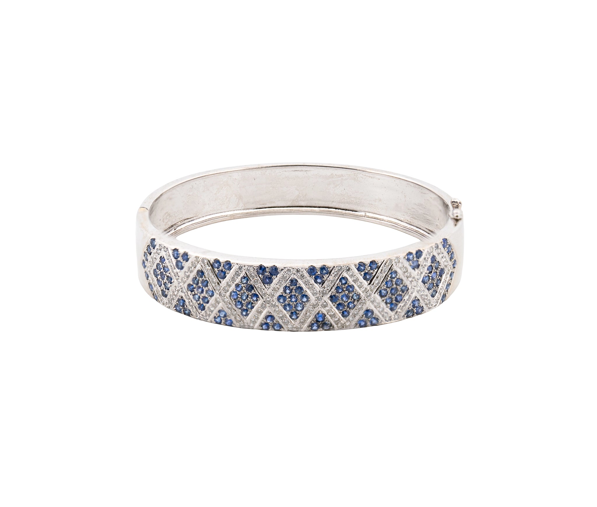 14K White Gold Sapphire & Diamond Bracelet