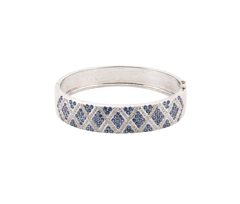 14K White Gold Sapphire & Diamond Bracelet