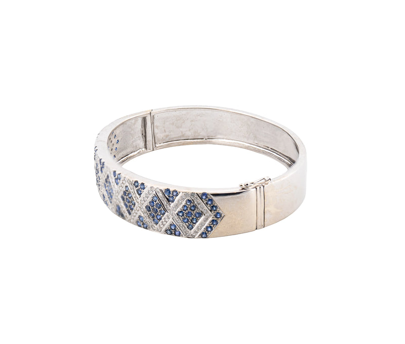 14K White Gold Sapphire & Diamond Bracelet