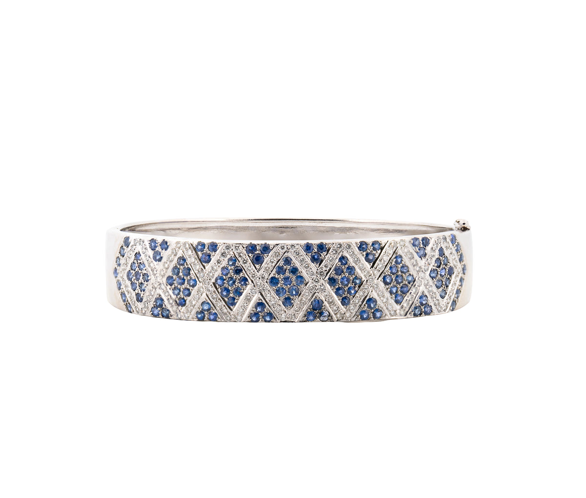 14K White Gold Sapphire & Diamond Bracelet