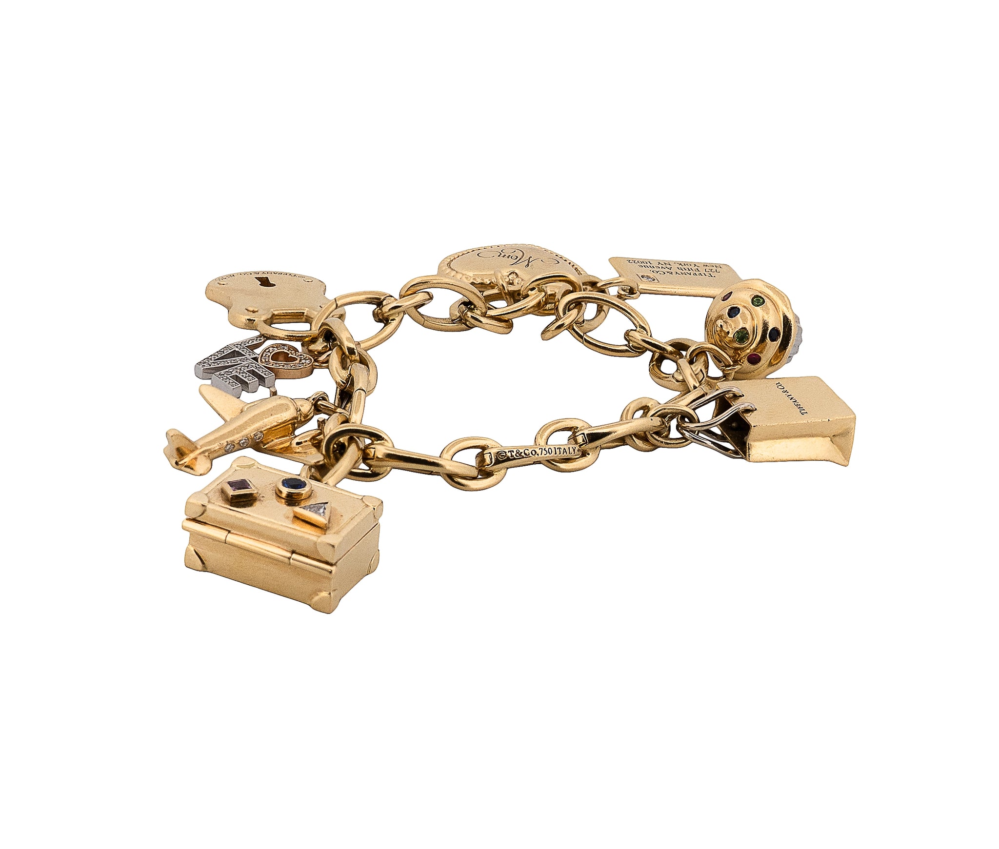 18K Tiffany & Co. Multi Charm Link Bracelet