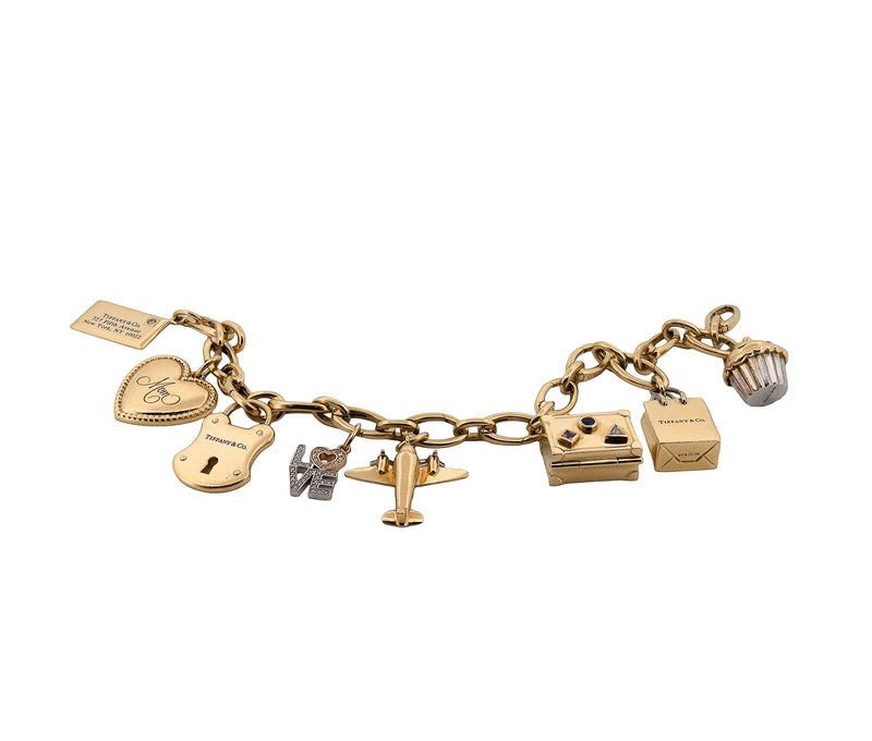 18K Tiffany & Co. Multi Charm Link Bracelet