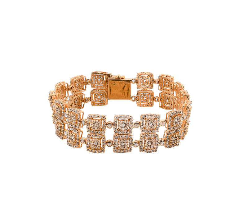 22K Yellow Gold 11.0cttw. Diamond Halo Style Diamond Bracelet