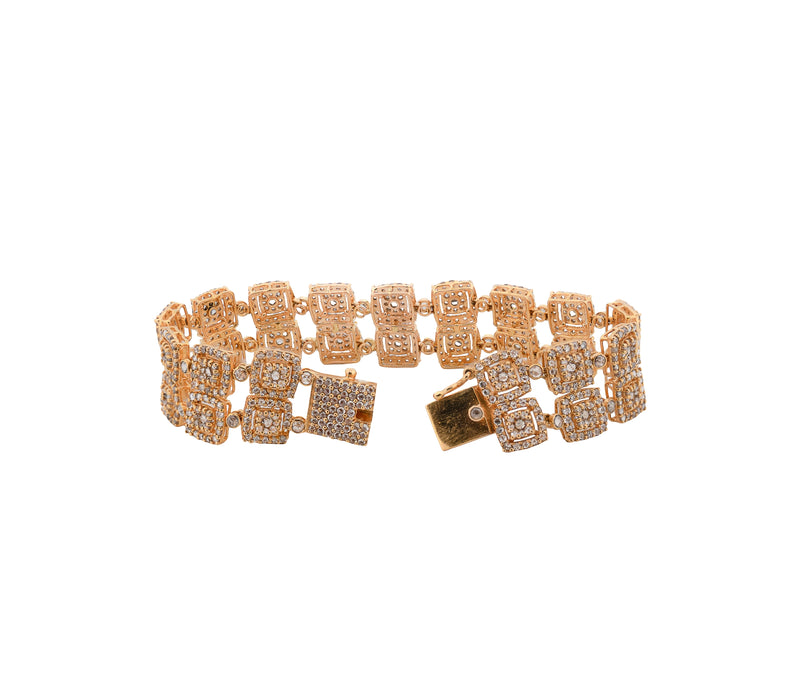 22K Yellow Gold 11.0cttw. Diamond Halo Style Diamond Bracelet