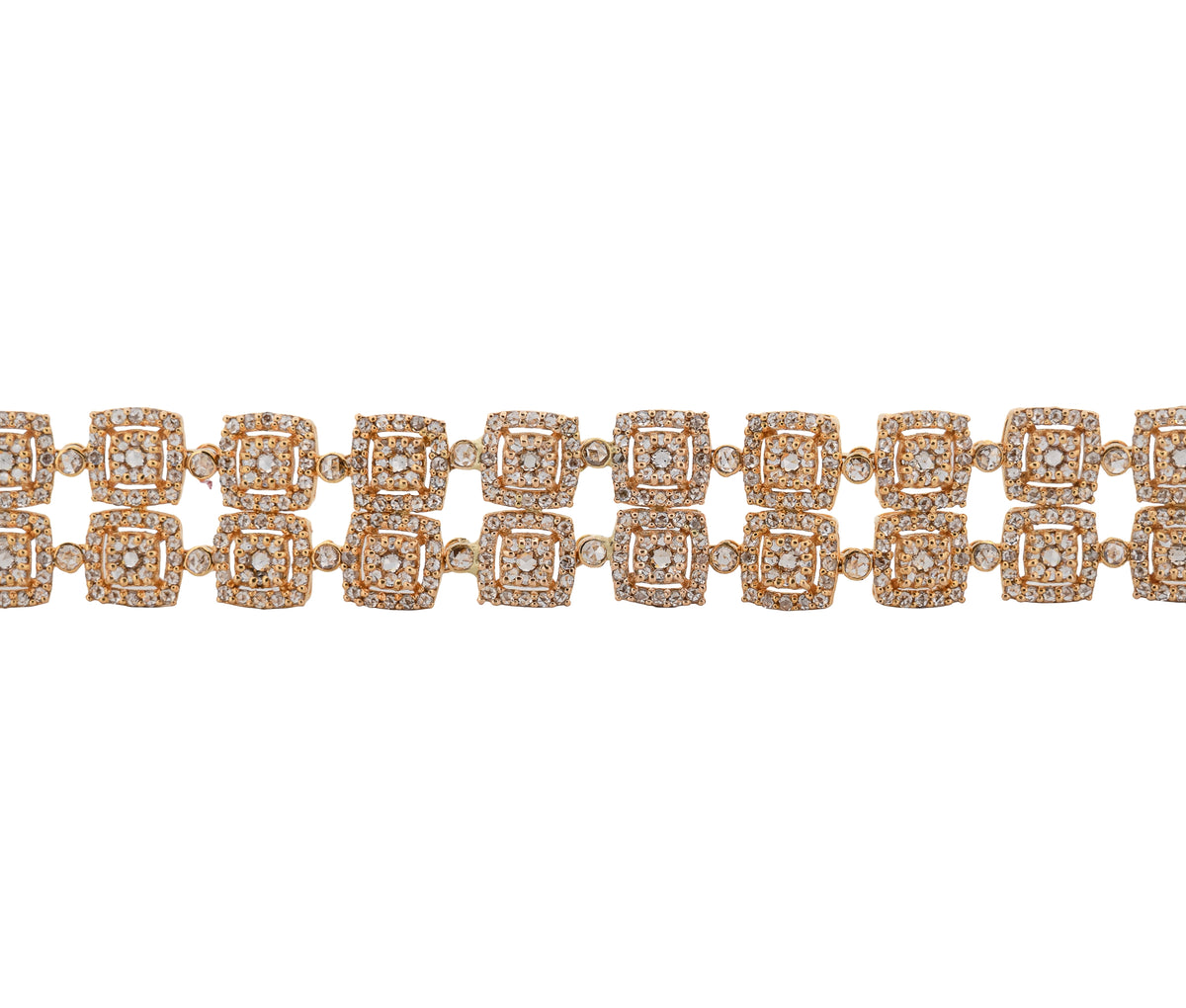 22K Yellow Gold 11.0cttw. Diamond Halo Style Diamond Bracelet