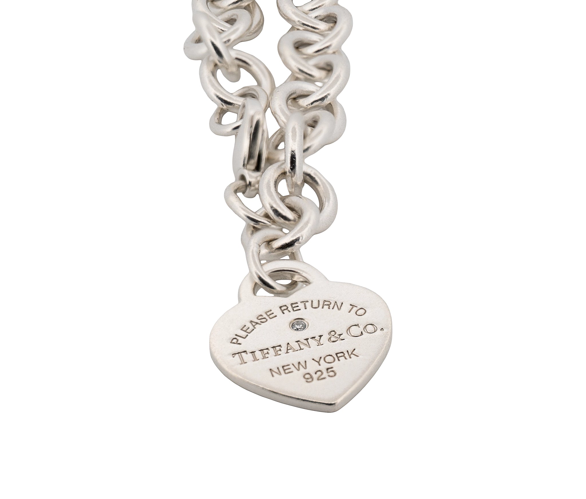 Tiffany & Co. Return to Tiffany Sterling Silver Heart Tag Bracelet w/ Diamond