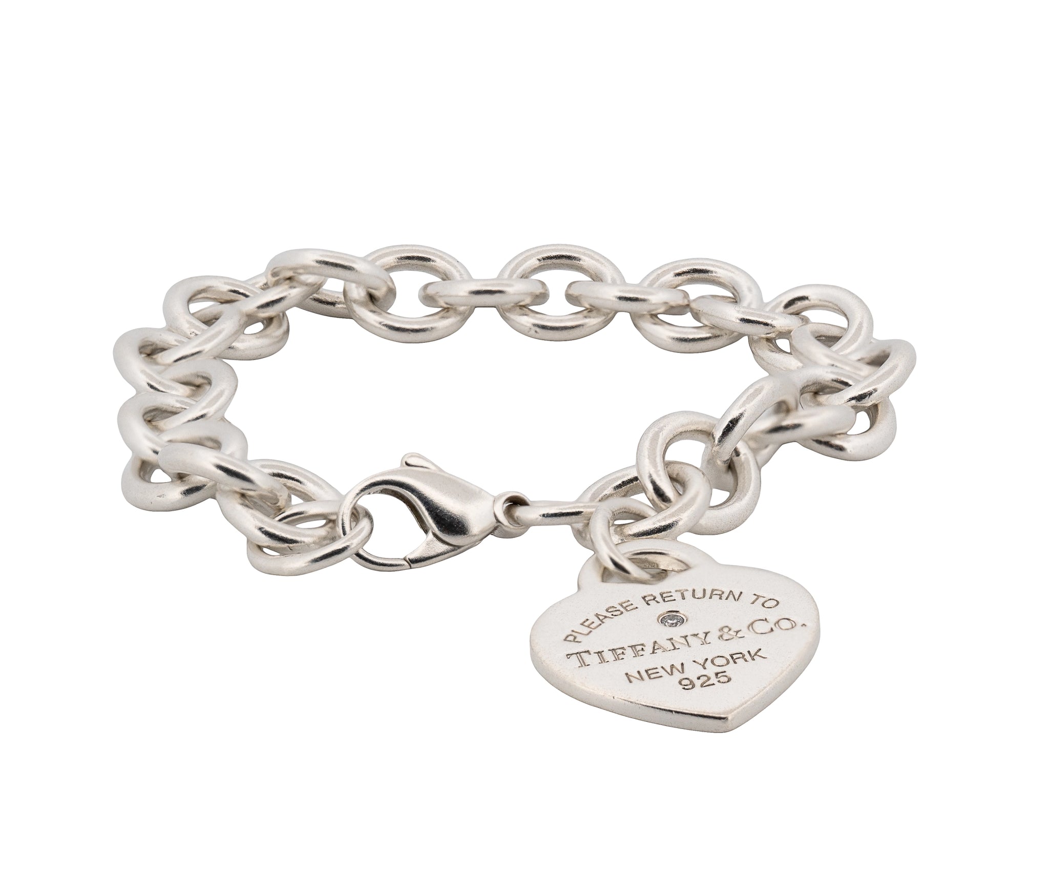 Tiffany & Co. Return to Tiffany Sterling Silver Heart Tag Bracelet w/ Diamond
