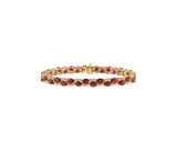 14K Yellow Gold 12.8Ct Natural Ruby and 2.70Ct Diamond Link Bracelet